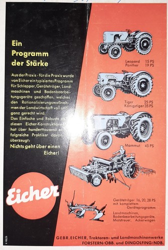 Werbeanzeige 1960 eicher - werbeanzeige,